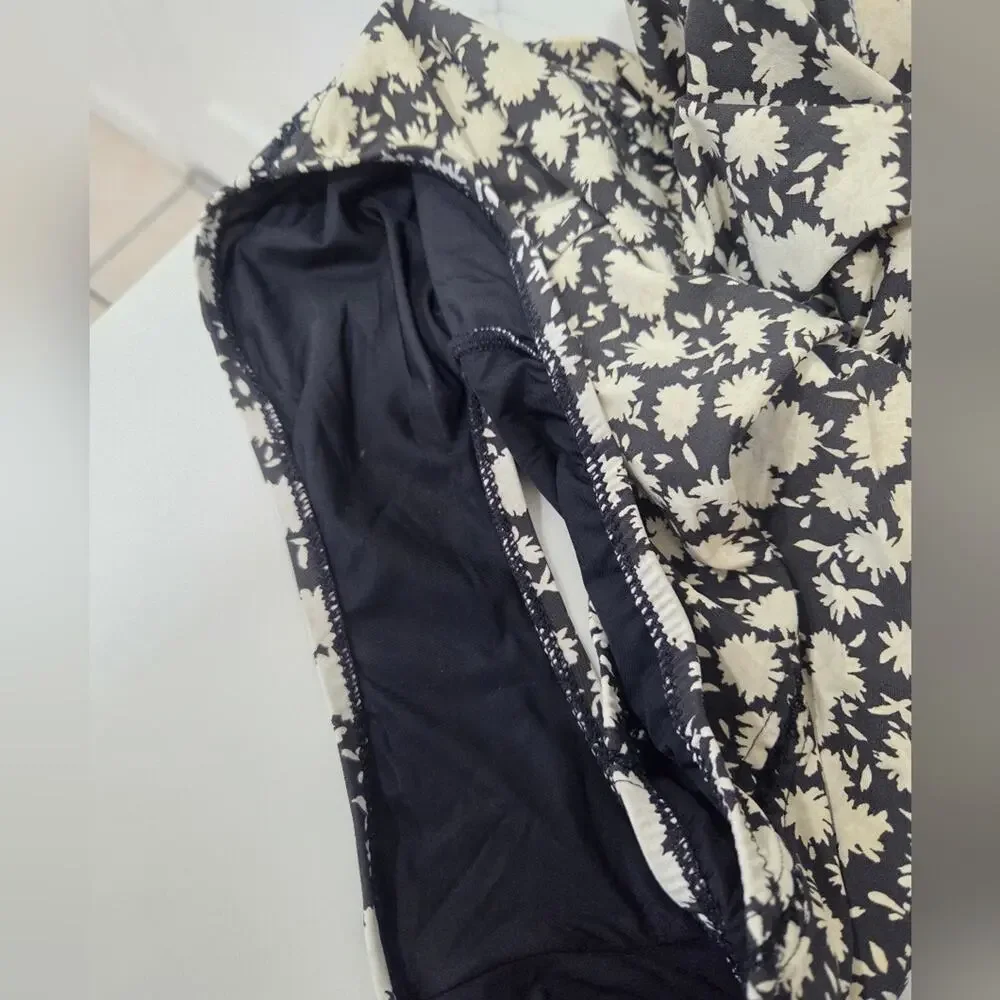 Tory Burch Floral One-Piece Black Cream Orchard Floral Swimsuit Small
